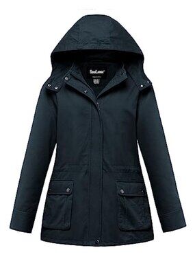 Plus Size Military Utility Jacket Detachable Hood Cotton